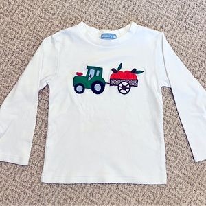Mondays Child 3T Tractor Pumpkin appliqué shirt